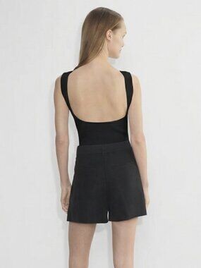 NWT | Aritzia Babaton Sculpt Knit Leading Top Ribbed Open Back | BLACK | MEDIUM